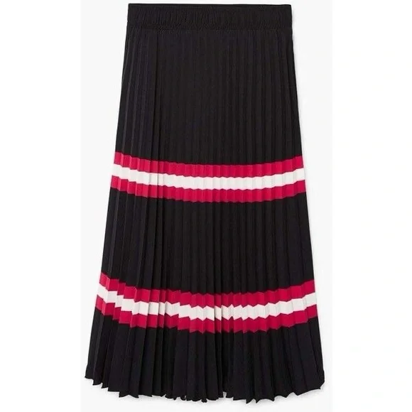 Mango stripe pleated midi skirt - Memorial Day/Fourth of July style - Picture 3 of 8